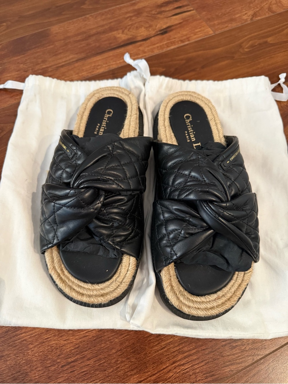 Dior D-Twist Cannage Leather Slide Sandals (Size 40.5)